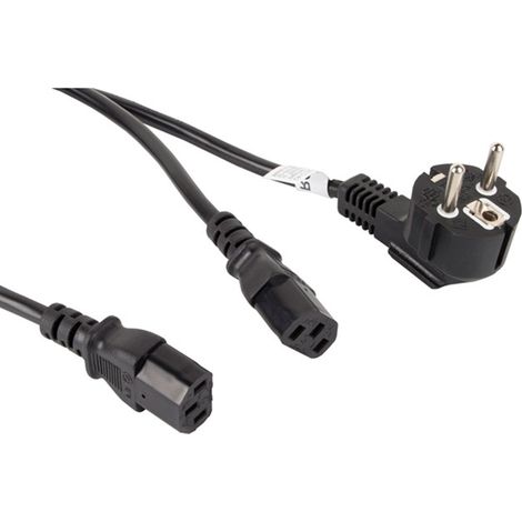 Câble d'alimentation Lanberg en Y CEE 7/7 - 2x IEC 320 C13 (2 alimentations) 1,8 m Noir (1/4)