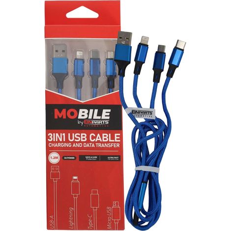 3-in-1 USB-A-, USB-C- und Lightning-Kabel (1,2 m) EPMOB11 (1/5)