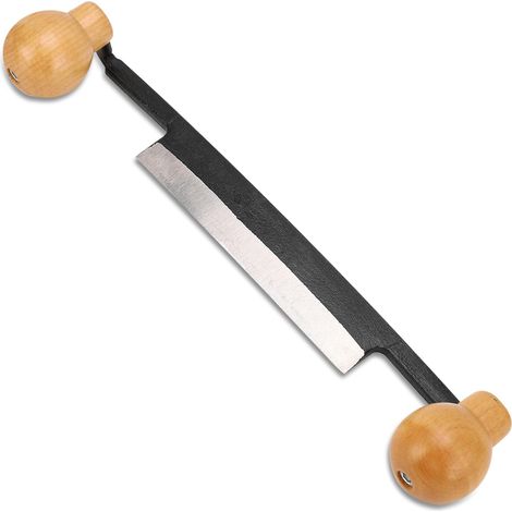 12 Inch Drawing Knife, Dual Non-Slip Wood Handle Curved Logging Pulling Easy Grip Labor Saving Non-Slip Debarking Hand Tool for planing wood and other jobs. (1/5)