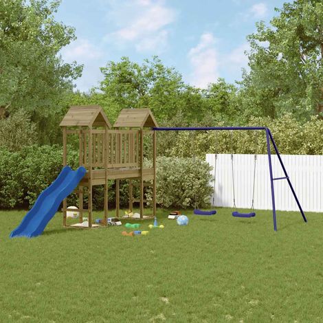 Aire de Jeux d'extérieur Maisonnette de jeu Maison enfant exterieur bois de pin imprégné 80722 (1/5)