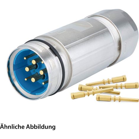 HUMMEL SET inkl. Kontakte M40 Leistung Kupplungssteckverbinder, Crimpeinsatz gerade Polzahl 3+4+PE, Stift Kabelabgang gerade, Klemmbereich 17,0mm - 24,0mm - 1 Stück