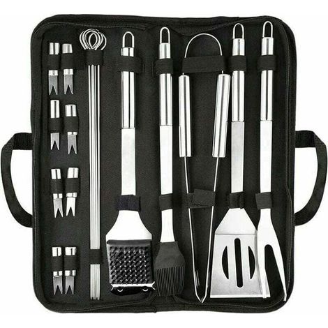 Ustensiles Barbecue,20pcs Kit Barbecue Accessoire, Acier Inoxydable Outil de Barbecue, Premium Complète Accessoire Barbecue en Plein air Ustensiles pour Cadeau pour Jardin Voyage ou Camping Fête (1/4)