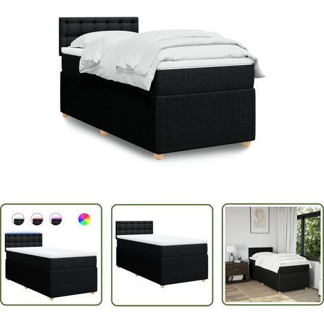 vidaXL Boxspringbett mit Matratze Schwarz 100x200 cm Stoff (1/5)