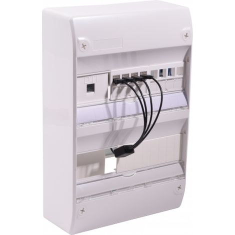Coffret de communication fibre optique Grade 2 – 4 connecteurs RJ45 CAT6 – Quadrupleur téléphonique – Prise optique DTIO – Nalto