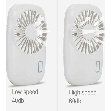 Mini ventilatore per uso personale – Potente e leggero – Velocità regolabile – Ricaricabile tramite USB – Dimensioni: 13 x 17 x 2,2 cm – Materiale: ABS – Bianco (1/4)