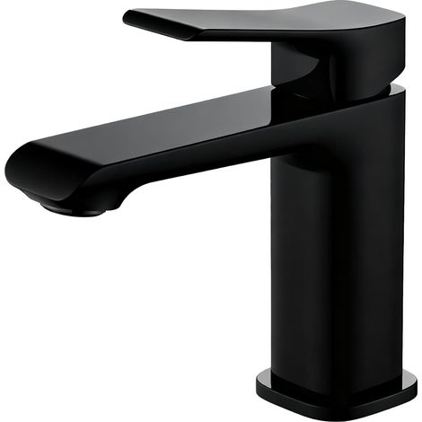 Badarmatur, Waschtischmischer, Badezimmerarmatur, verchromtes Messing (schwarz) (1/5)