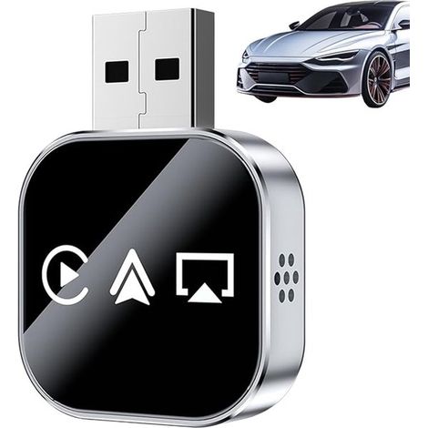 Adaptador inalámbrico CarPlay 2 en 1, compatible con duplicación de pantalla de smartphone, Plug-and-Play, apto para iOS 10+ y coches a partir de 2016 con CarPlay por cable. (1/5)