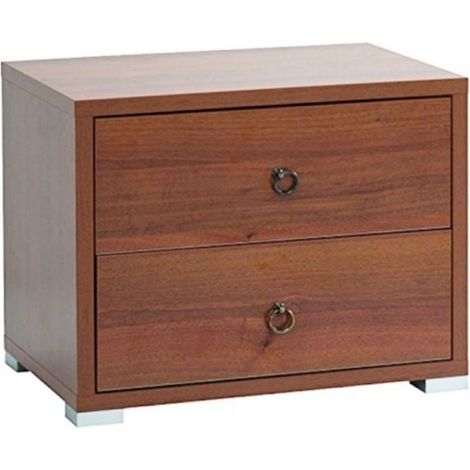 Comodino Noce Antico 2 cassetti in legno nobilitato 36x52xH 43