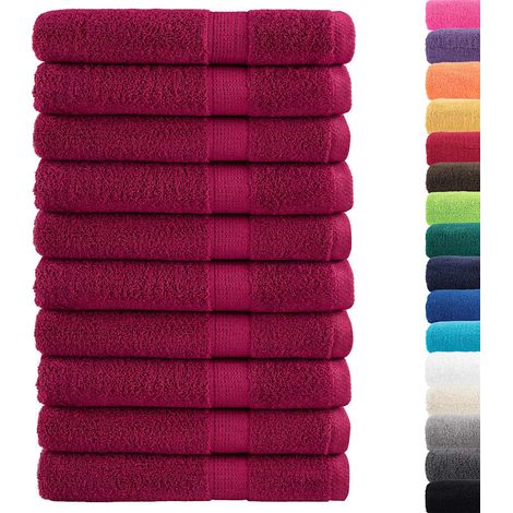 vidaXL Toallas premium SOLUND 10 uds burdeos 100x200 cm 600 gsm (1/2)