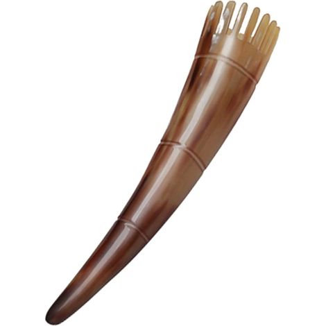 Pettine in corno di bue naturale da 21 cm con manico lungo, pettine massaggiante per capelli e strumento di pulizia per stimolare la circolazione sanguigna. (1/2)