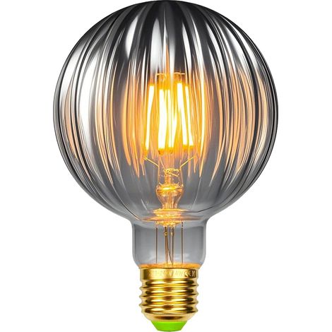 1 Ampoule LED Filament E27 Verre Fumé G95 4W Blanc Chaud Décoratif Intérieur