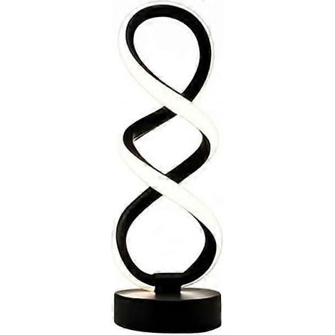 Lampe de table salon/bureau/chevet 1 pièce, blanche/noire, design minimaliste, intensité variable 3 niveaux, USB, forme spirale 8 (1/3)