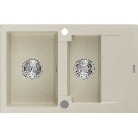 Mexen Gaspar évier en granit à 1,5 cuve avec un égouttoir court 737 x 475 mm, Beige - 6507731505-69 (1/5)
