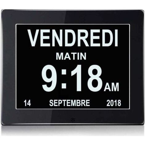 LCD Horloge Numérique Calendrier, Horloge numérique Horloge de Jour Grand écran réveil Horloge Murale horloge Alzheimer pour parents (1/4)