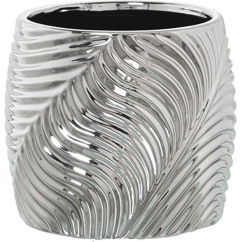 Keramikvase Silber ° 20x18cm für alle Stile, um dem Haus eine Berührung für alle Stile zu verleihen, um dem Haus eine Note zu verleihen (1/2)