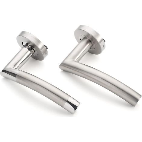 Lot de 2 poignées de porte Poignées de porte Poignée de porte en acier inoxydable Poignée de porte Poignée de porte intérieure avec rosace (1/5)