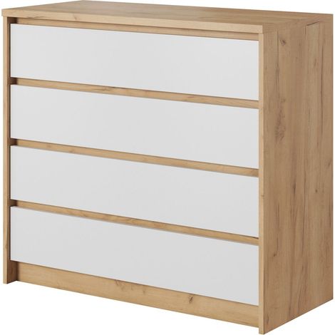 Cassettiera, rovere bianco e dorato, 92,6 x 90 x 40,5 cm