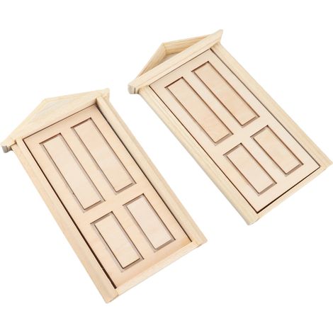 Lot de 2 portes miniatures pour maison de poupée (échelle 1:12 ou 1:16), en bois, idéales pour Noël. (1/5)