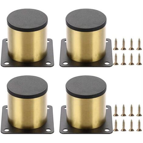 Pieds de meuble réglables, 4 jeux, pieds de meuble en métal, meuble de salle de bain Pieds de support carrés, réglable de 18 mm - Or brossé (1/5)