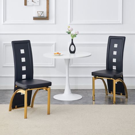 Set di 2 sedie da pranzo in PU nero, gambe in metallo dorato, 102,5 cm DESVIAE (1/5)