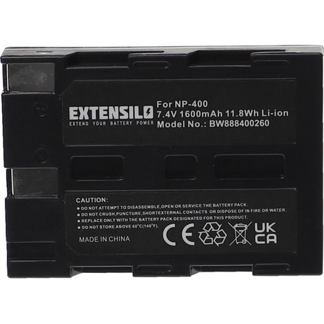 EXTENSILO Akku Ersatz für Minolta NP-400 für Kamera (1600 mAh, 7,4 V, Li-Ion) (1/3)