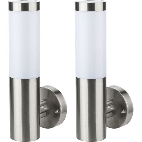 2er Set LED Außen Wand Leuchten Edelstahl Fassaden Strahler Garten Beleuchtung Terrassen Lampen