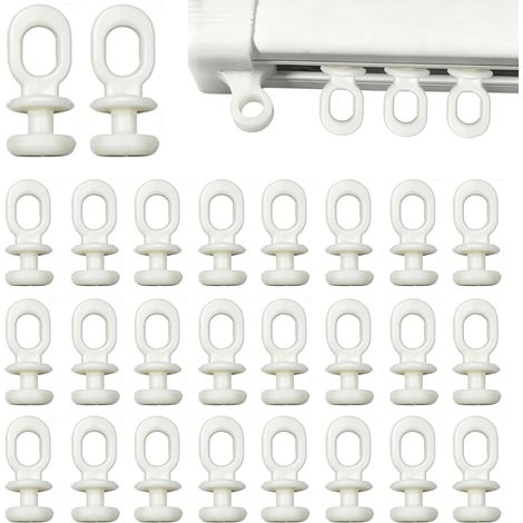 100 x Patins de tringle à rideaux en plastique pour fenêtres, portes et douches - Crochets en plastique (1/5)