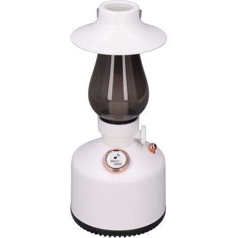 Lanterne suspendue à main avec musique Bluetooth, batterie 1200 mAh, style rétro, idéale pour le camping, le jardin et l'extérieur (blanc). (1/5)