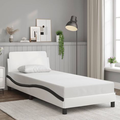 Cadre de lit sans matelas-Structure de lit blanc et noir 90x190 cm similicuir 196183 (1/5)