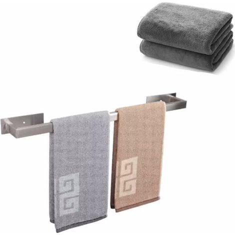 « Ensemble de serviettes ultime et rangement pratique : serviettes de bain en microfibre et barre porte-serviettes de salle de bain autocollante pour un confort luxueux et des salles de bain (1/3)