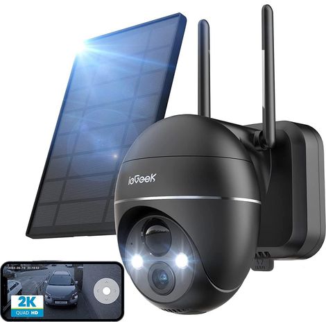 Camera Surveillance WiFi Exterieure sans Fil, Camera Solaire avec Batterie, Pan 355°/Tilt 120°, Détection Humaine PIR, Alarme Auditive, Vision Nocturne Couleur, Audio Bidirectionnel (1/5)