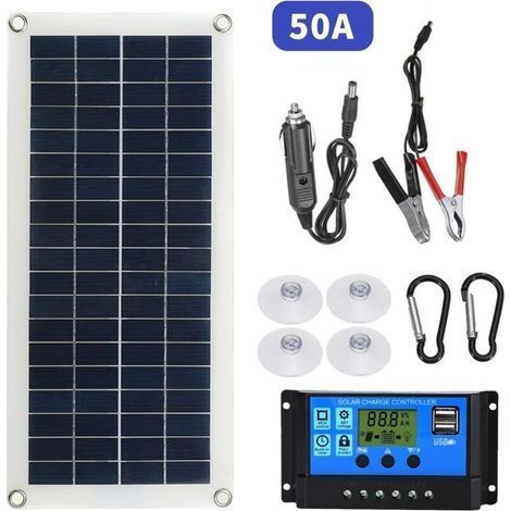 Panneau Solaire 300W 12V 24V Panneau Solaire Flexible Monocristallin Cellule Module avec Contrôleur de Charge Solaire pour Bateau RV Camping Car Voiture (1/4)
