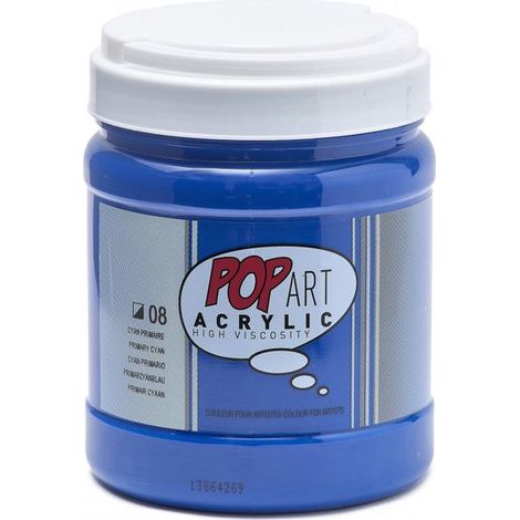 Peinture acrylique - Cyan primaire - Mate-satinée - Pot 700ml - Pébéo Pop Art (1/4)