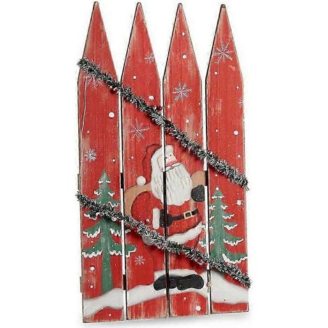Boule de Noël Krist+ Père Noël Blanc Rouge Vert Clôture 34,7 x 4 x 60 cm