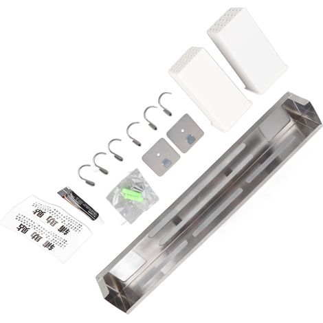 Porte-couteaux en acier inoxydable de 40 cm avec bords renforcés, support de rangement multifonctionnel sans perçage pour baguettes de cuisine, support pour couvercles de casseroles, crochet mural (1/4)
