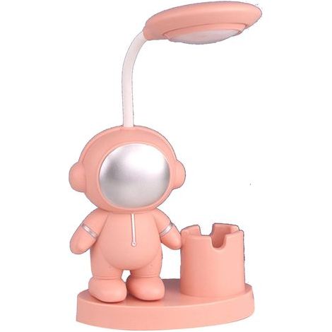 Multipurpose and foldable desk lamp, astronaut design, soft light, USB, bedside table, for home, bedroom, office, pink (1/5)