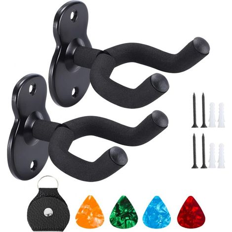 Support mural pour guitare, crochet de suspension pour ukulélé, crochets pour guitares acoustiques, électriques et basses, ukulélé (lot de 2) (1/5)