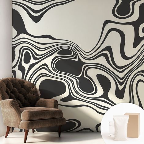 Papier peint intissé classique moderne pour salon et chambre à coucher Décoration rapide avec colle Lignes dynamiques 250x250 cm (1/5)