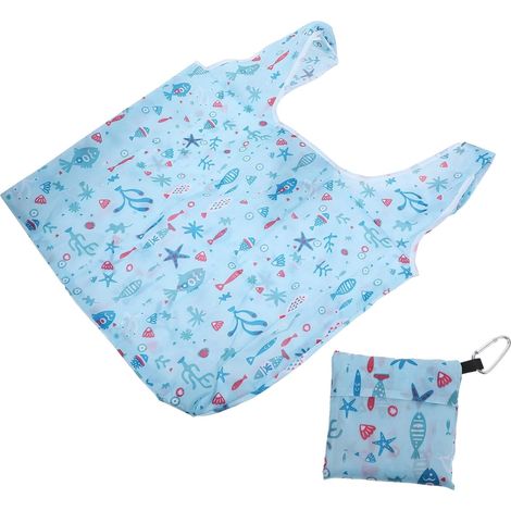 2 sacs de courses pliables , en polyester avec motif marin , écologiques et réutilisables , parfaits