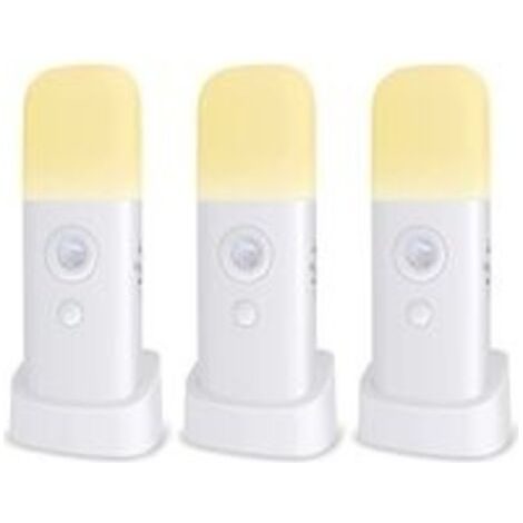 Veilleuse Enfant, Lampe Détecteur de Mouvement, Luminosité Ajustable,Portable, Rechargeable, pour chambre à coucher, chambre d'enfant, et salon (3-PACK) (1/3)