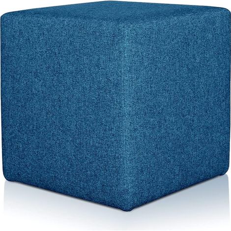 EVERGREENWEB Pouf poggiapiedi 53x53 cm per Divano Sgabello Cubo, tessuto Idrorepellente: Pouf design moderno per soggiorno camera da letto, Puff salotto, Pouffe Rubino BLU (1/4)