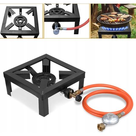 Fornello a gas da 8 kW, bruciatore a gas in ghisa, tubo riduttore per fornello 25x25 cm