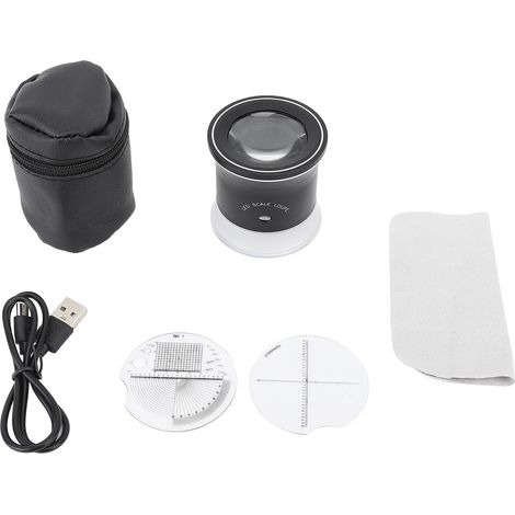 Lupa cilíndrica de 30 aumentos, recargable mediante USB, con lámpara LED UV para componentes electrónicos, tejidos y textiles. (1/5)