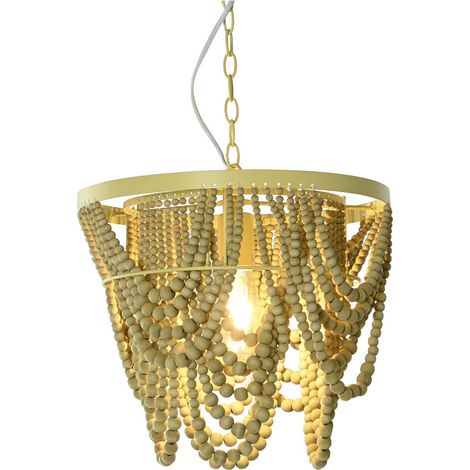 DKD Home Decor Suspension Métal Marron Jaune 50 W Bois MDF (1/5)