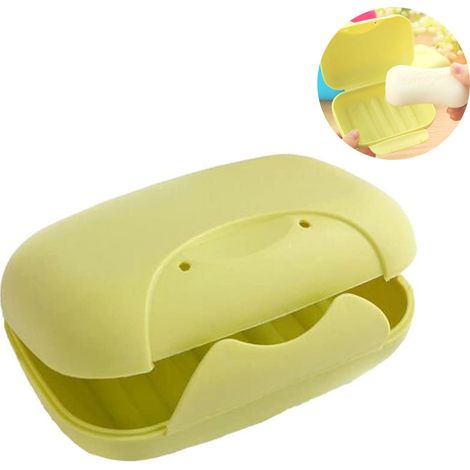 1 Boîte à savon, plastique PP, fermeture à charnière, design convexe, pour voyage, camping, salle de bain (1/5)
