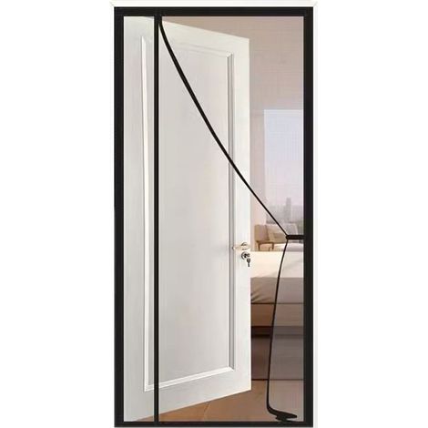 Moustiquaires magnétiques pour portes et fenêtres – fermeture automatique, maille ultra-fine – pour une aération optimale. Noir. 100 x 210 cm. (1/5)