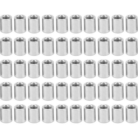 50-teiliges Set runder Anschlussmuttern M5 x 0,8 8 L10 mm Innengewinde, rostfreies Anschlussmuttern-Set für Rohrleitungen