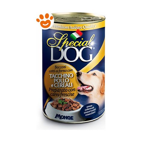 Monge Special Dog Adult Bocconi Tacchino, Pollo e Cerali - Monge Special Dog Adult Bocconi Tacchino, Pollo e Cerali - Lattina Da 1275 Gr