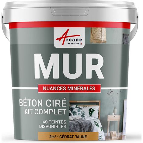 béton ciré, mur, couleur, enduit décoratif, enkit, gris, blanc, beige - 2 m² - Mate Cédrat Jaune - ARCANE INDUSTRIES (1/5)