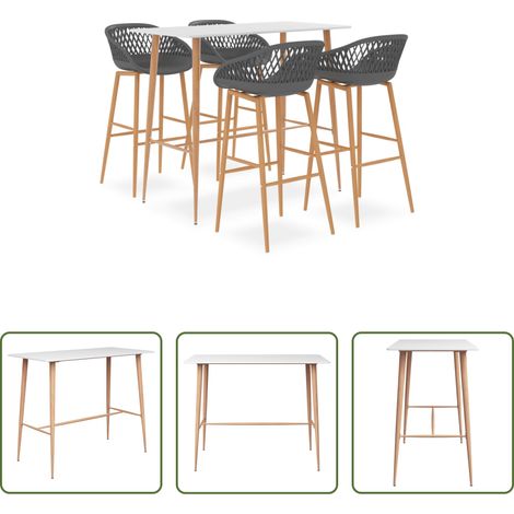 Bartheke - 5-tlg. Bar-Set Weiß und Grau (1/5)
